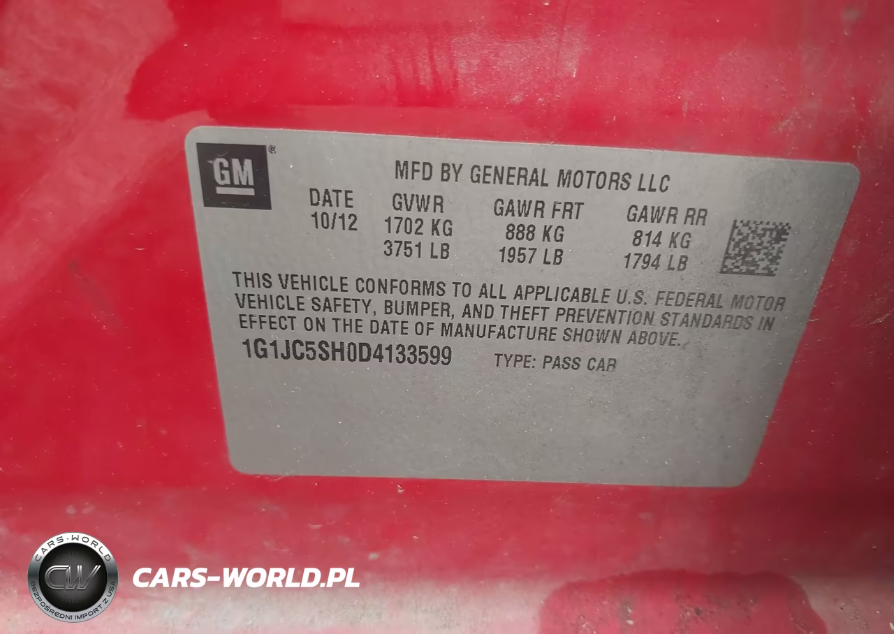 2013 Chevrolet Sonic Lt Auto VIN:1G1JC5SH0D4133599 - 9