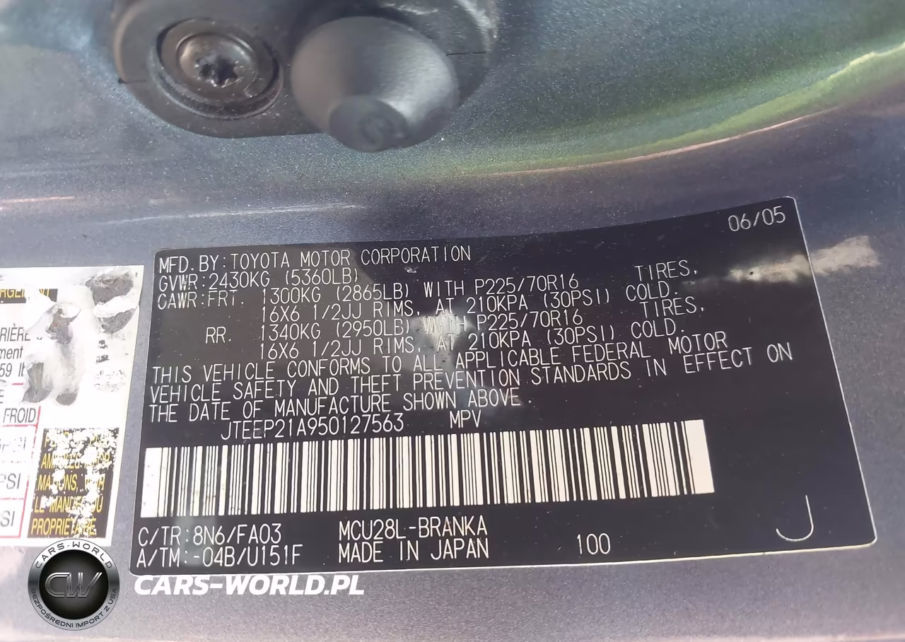 2005 Toyota Highlander V6 VIN:JTEEP21A950127563 - 9