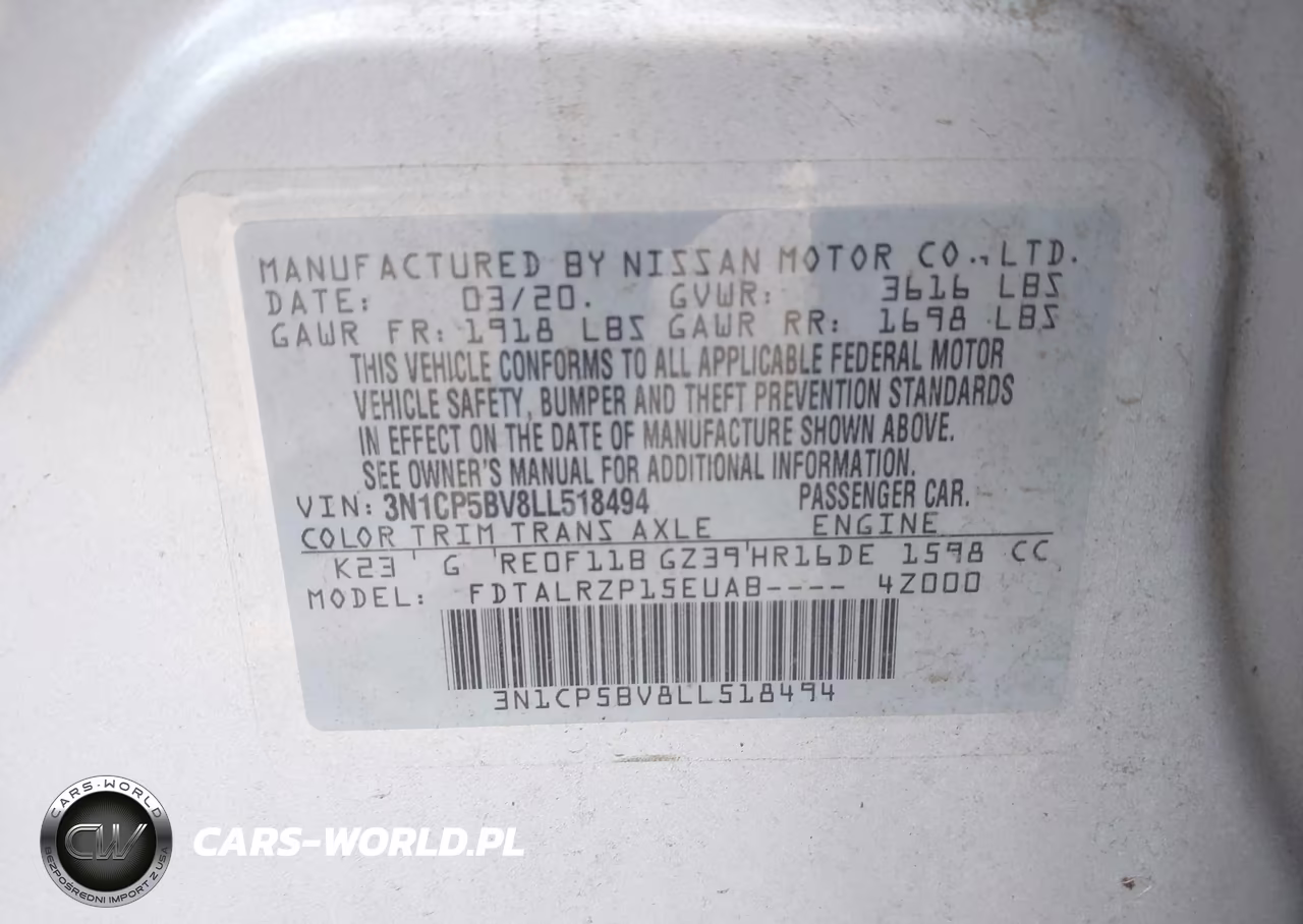 2020 Nissan Kicks S Xtronic Cvt VIN:3N1CP5BV8LL518494 - 9