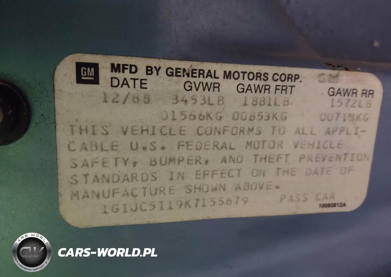 1989 Chevrolet Cavalier VIN:1G1JC5119K7155679 - 9