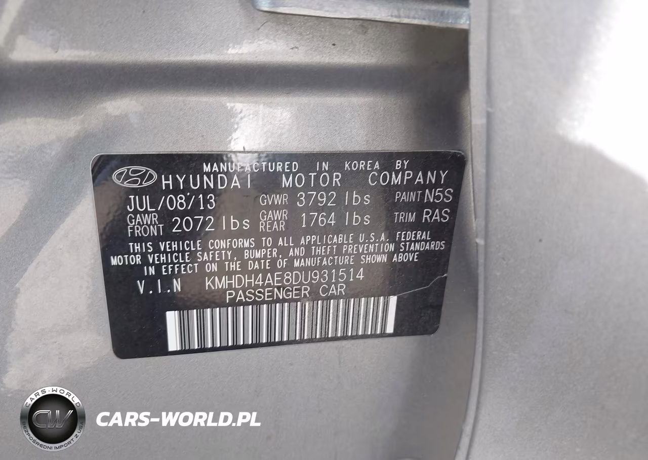 2013 Hyundai Elantra Gls VIN:KMHDH4AE8DU931514 - 9