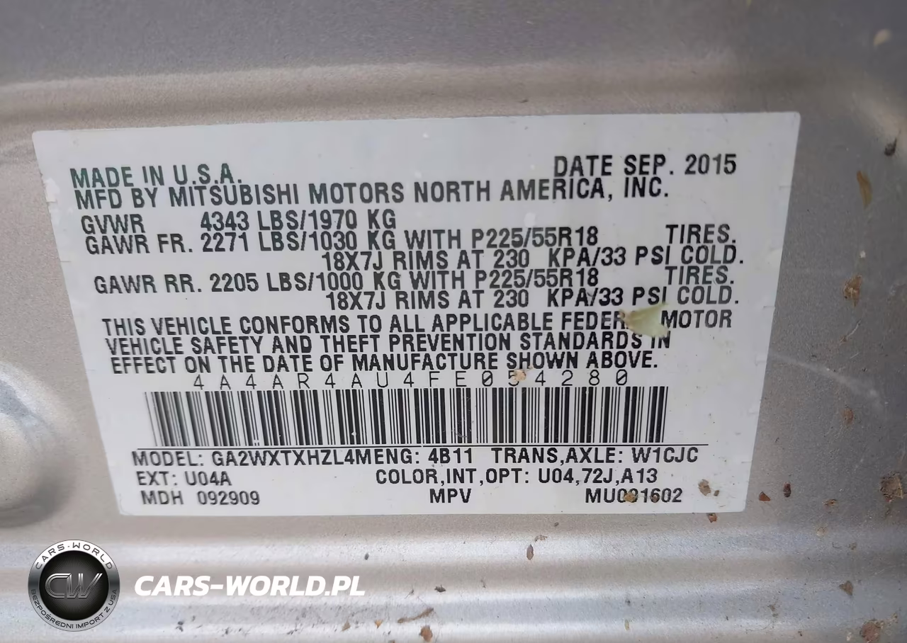 2015 Mitsubishi Outlander Sport Se VIN:4A4AR4AU4FE054280 - 9
