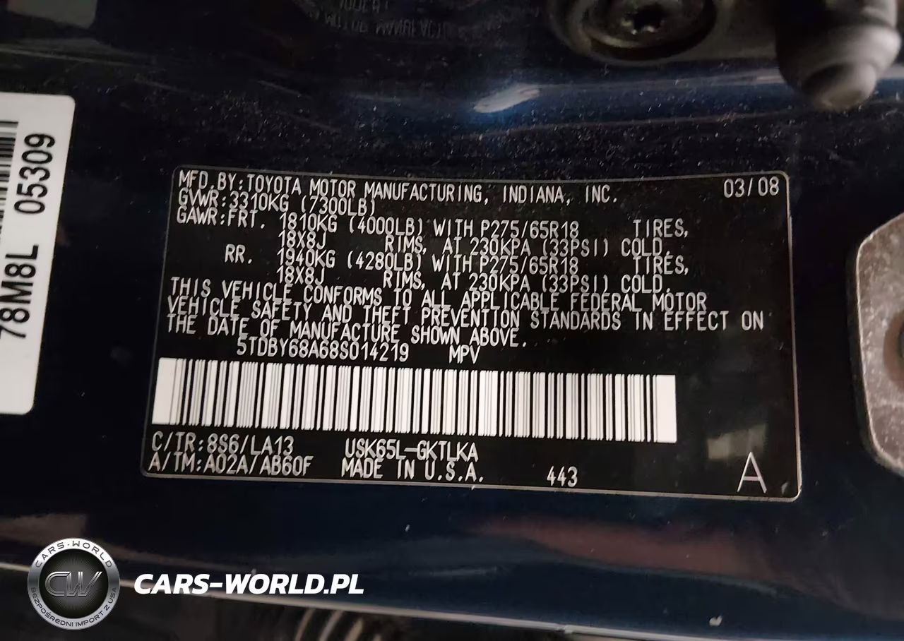 2008 Toyota Sequoia Limited 5.7L V8 VIN:5TDBY68A68S014219 - 9