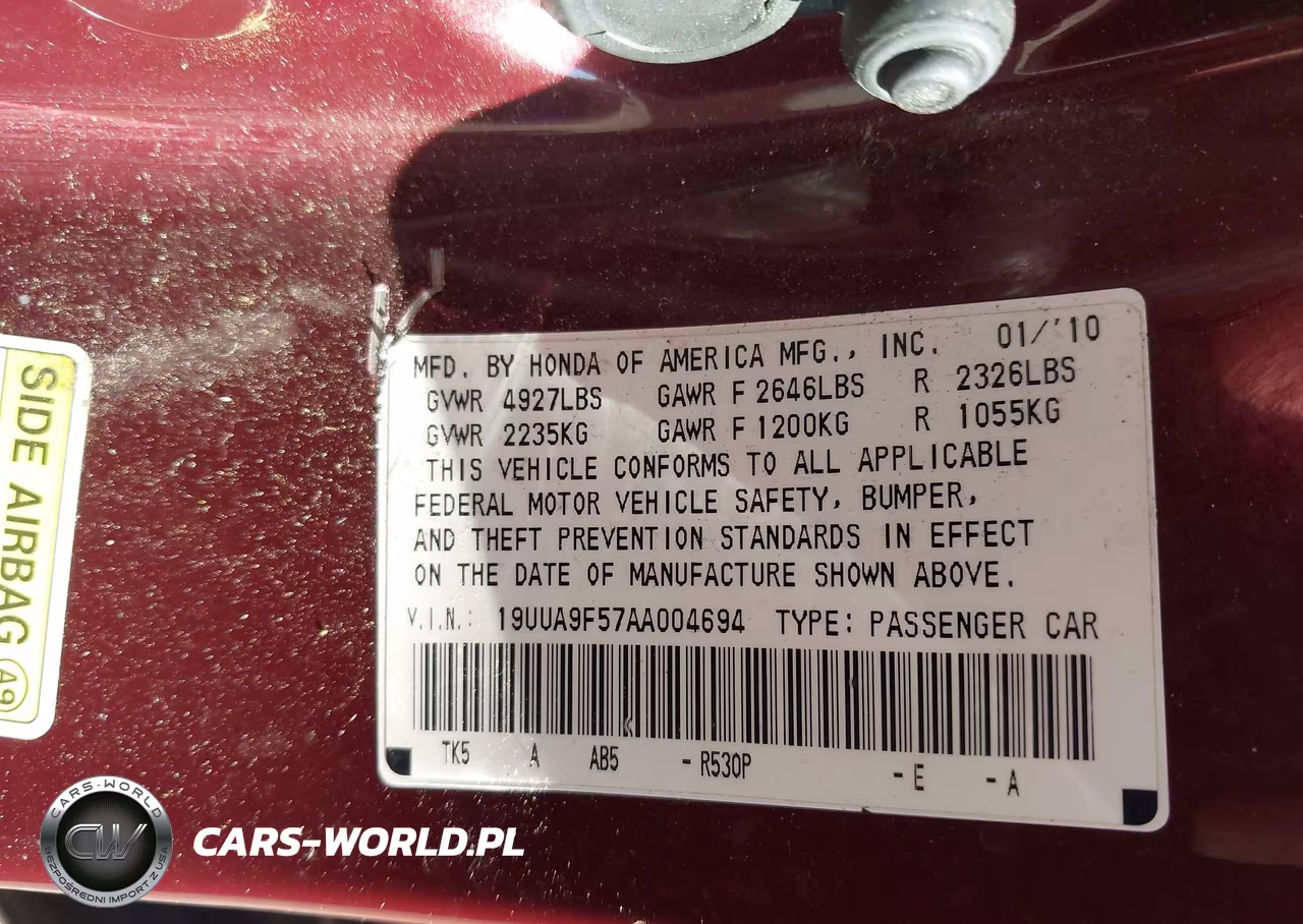 2010 Acura Tl 3.7 VIN:19UUA9F57AA004694 - 9