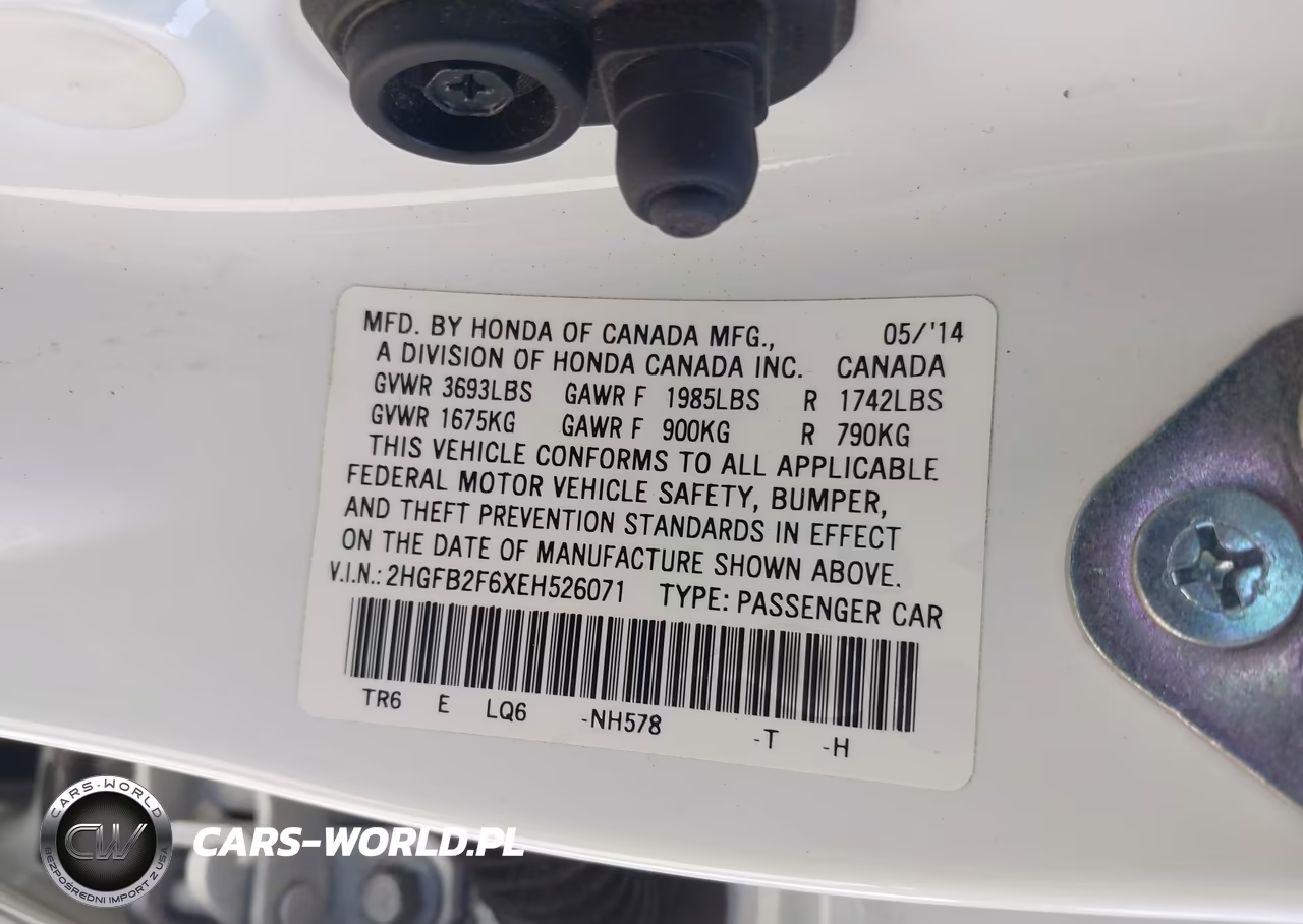2014 Honda Civic Hf VIN:2HGFB2F6XEH526071 - 9