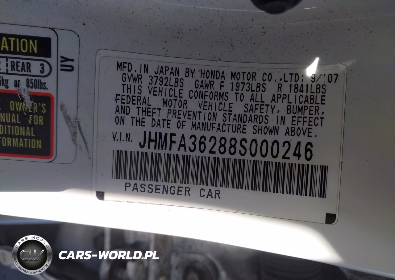 2008 Honda Civic Hybrid VIN:JHMFA36288S000246 - 9