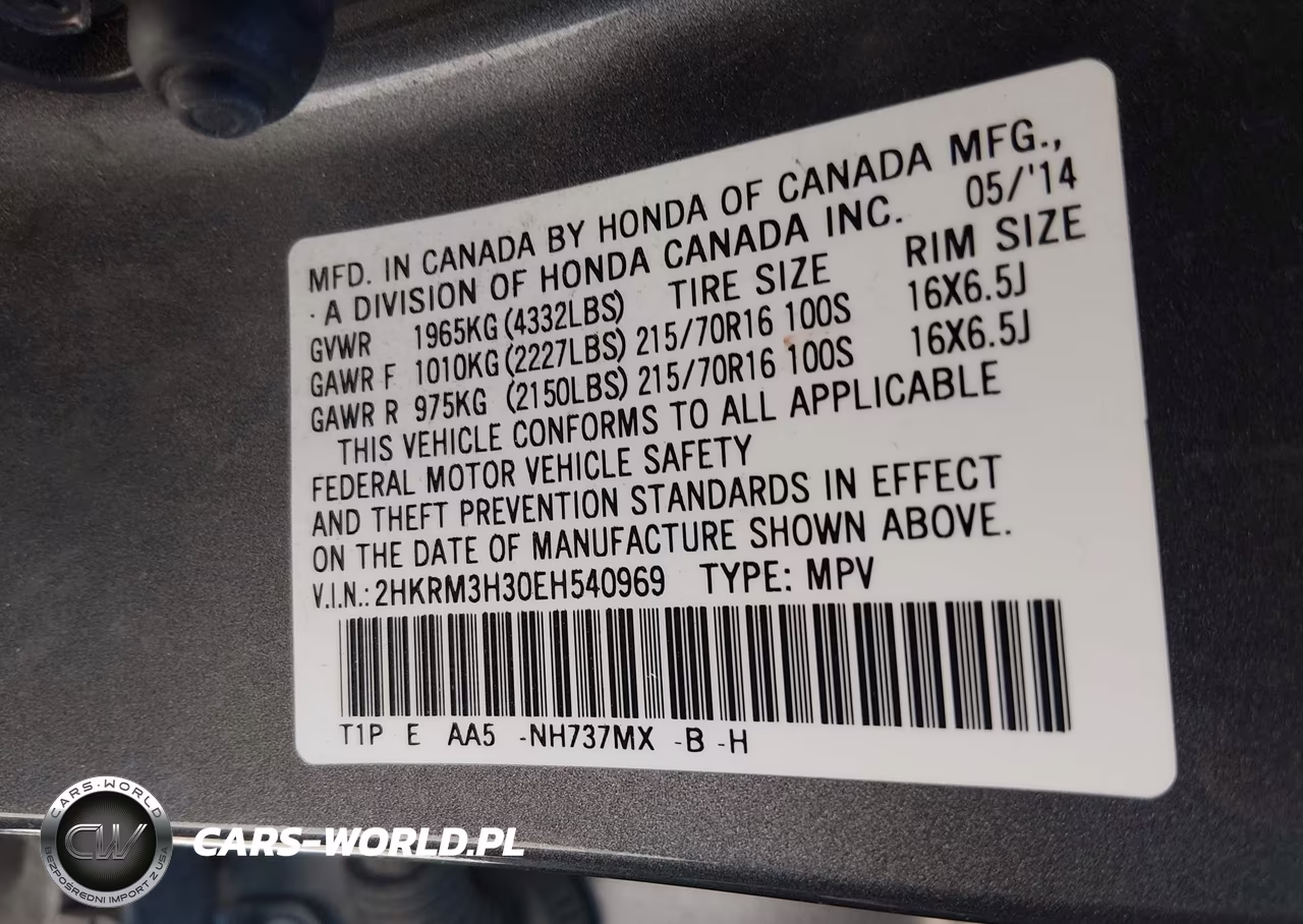 2014 Honda Cr-V Lx VIN:2HKRM3H30EH540969 - 9