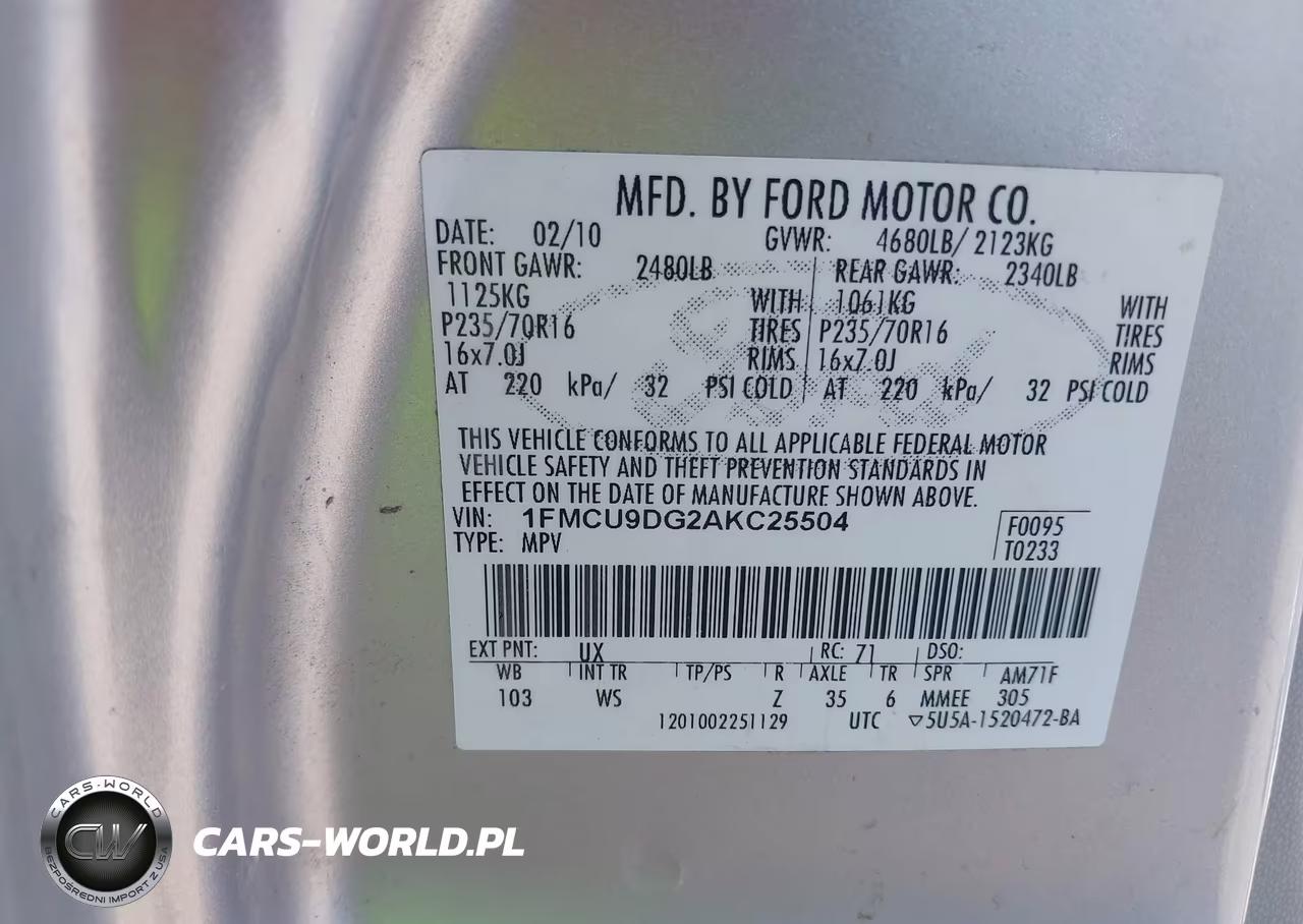 2010 Ford Escape Xlt VIN:1FMCU9DG2AKC25504 - 9