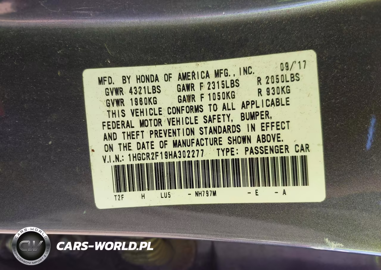 2017 Honda Accord Sport Se VIN:1HGCR2F19HA302277 - 8