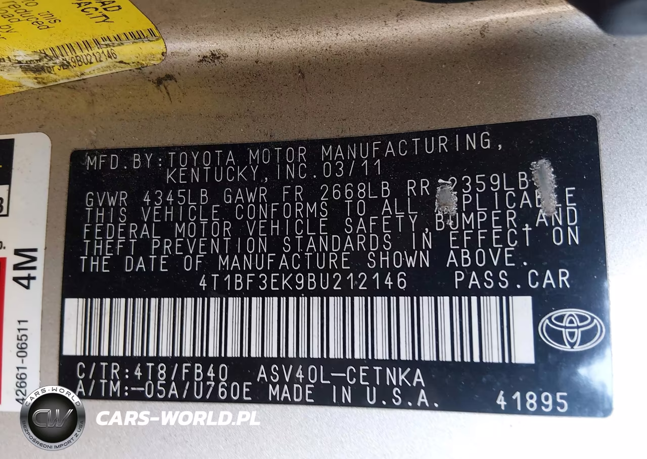 2011 Toyota Camry Le VIN:4T1BF3EK9BU212146 - 9