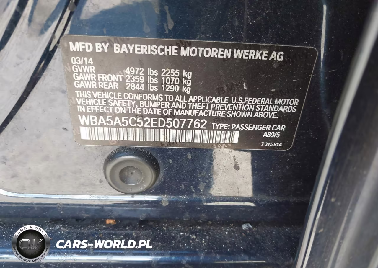 2014 BMW 528I VIN:WBA5A5C52ED507762 - 9