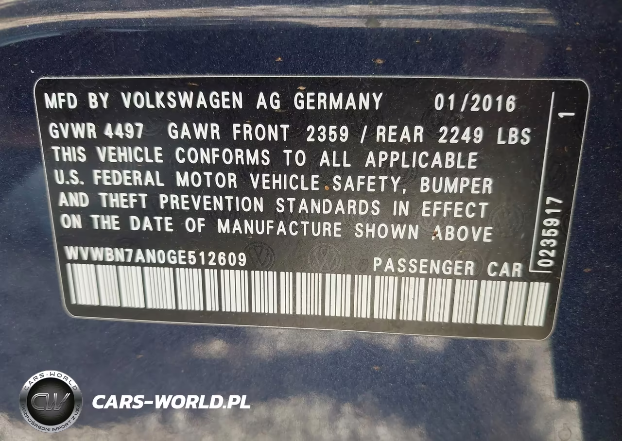 2016 Volkswagen Cc 2.0T Sport VIN:WVWBN7AN0GE512609 - 9
