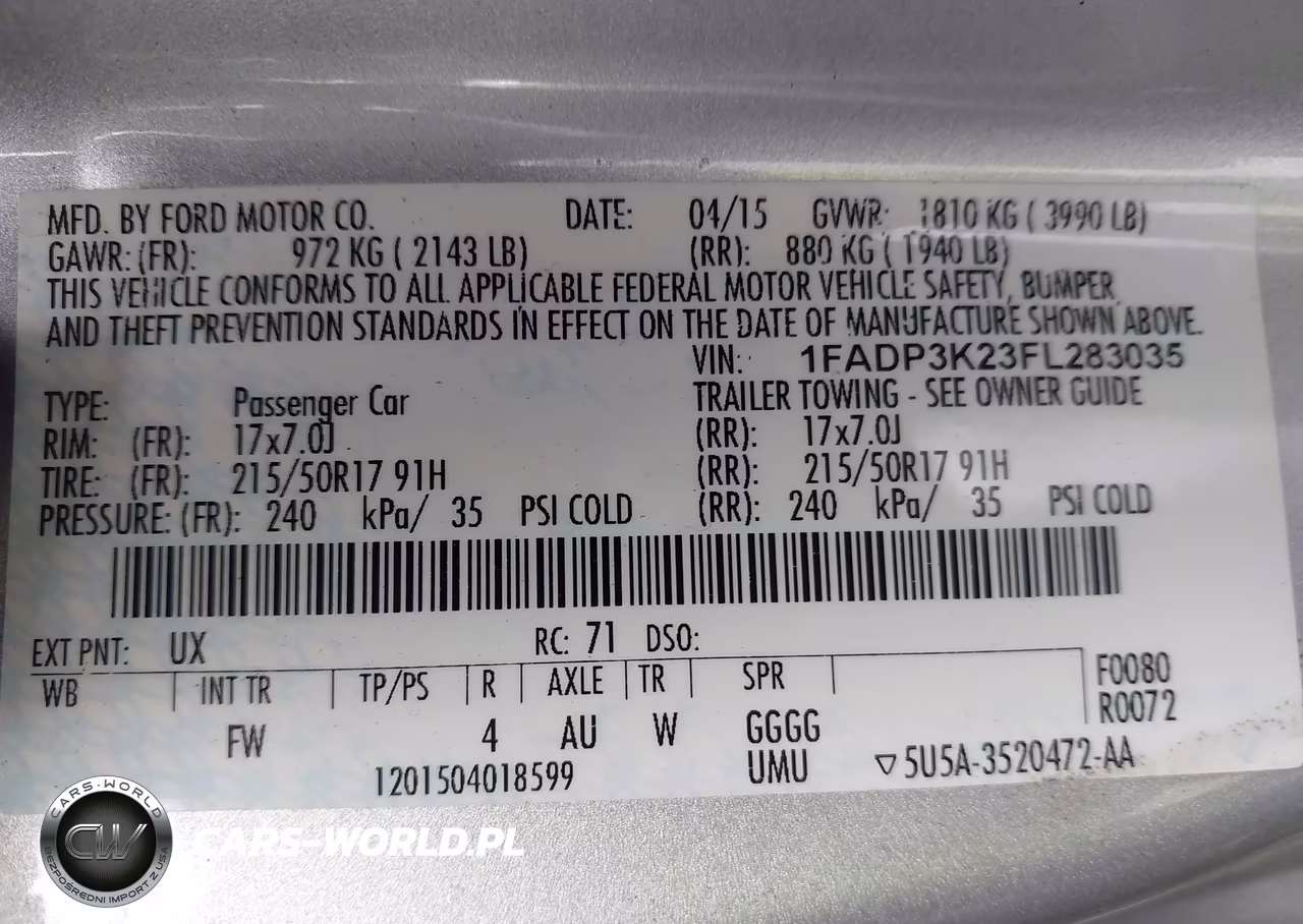 2015 Ford Focus Se VIN:1FADP3K23FL283035 - 9