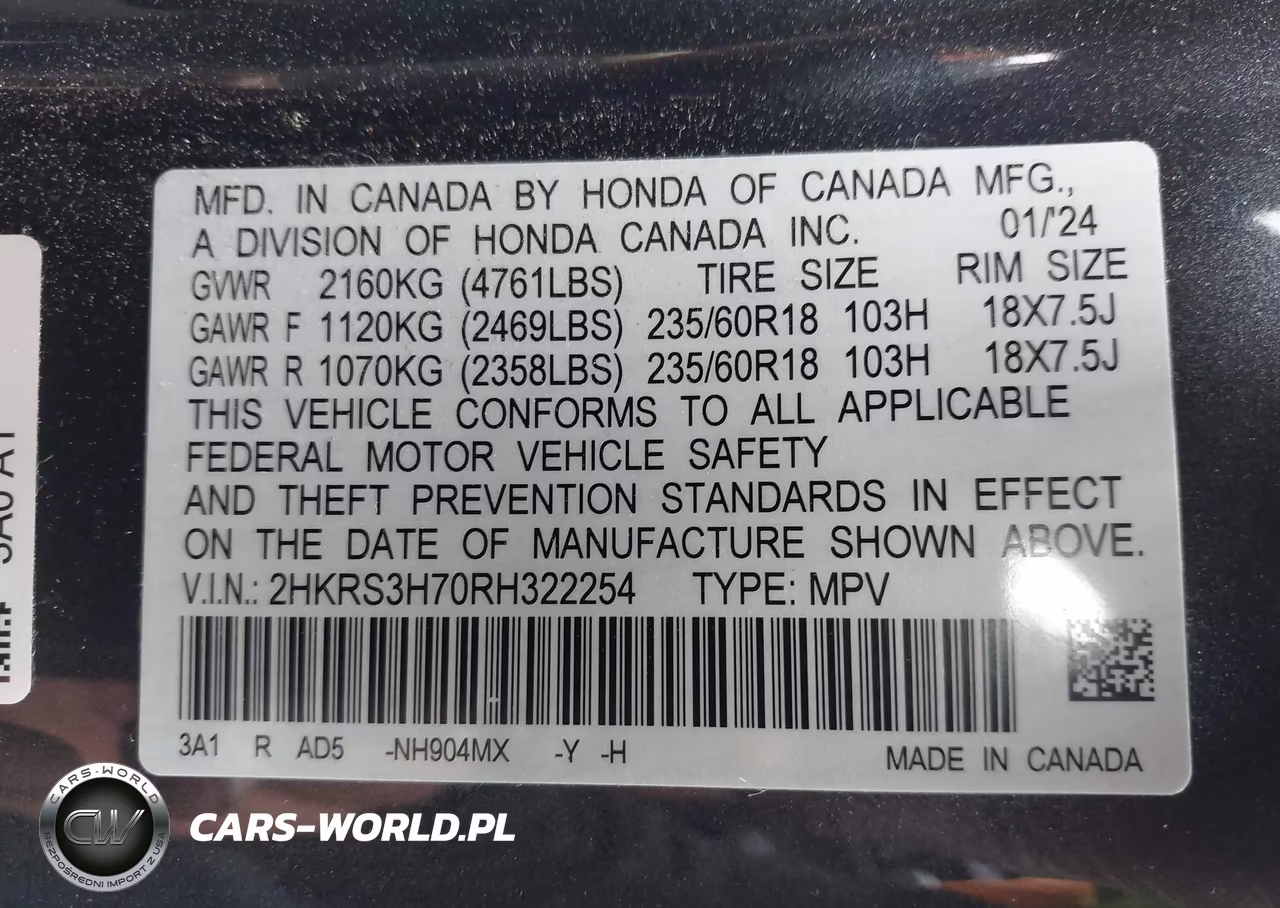 2024 Honda Cr-V Ex-L 2Wd VIN:2HKRS3H70RH322254 - 9