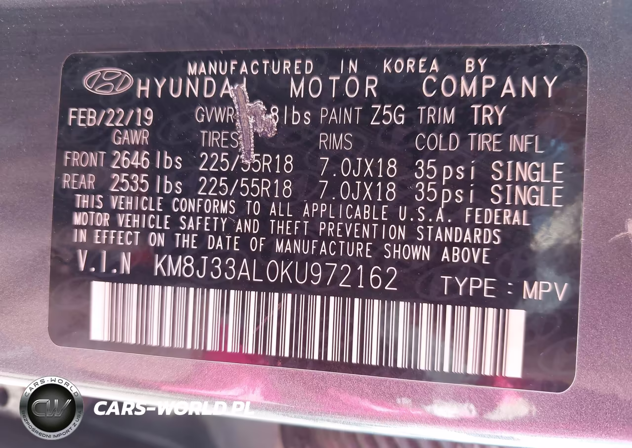 2019 Hyundai Tucson Sel VIN:KM8J33AL0KU972162 - 9