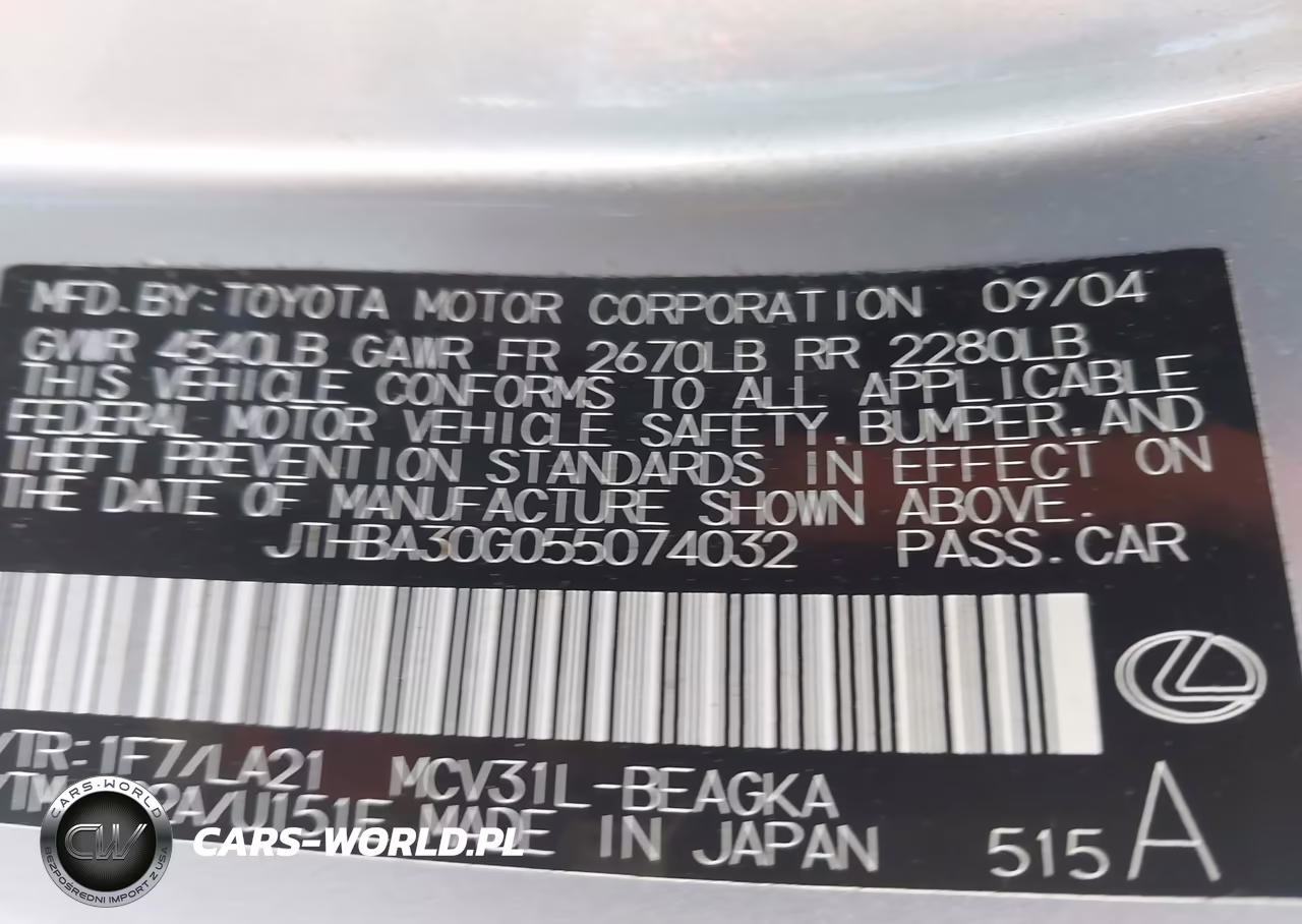 2005 Lexus Es 330 VIN:JTHBA30G055074032 - 9