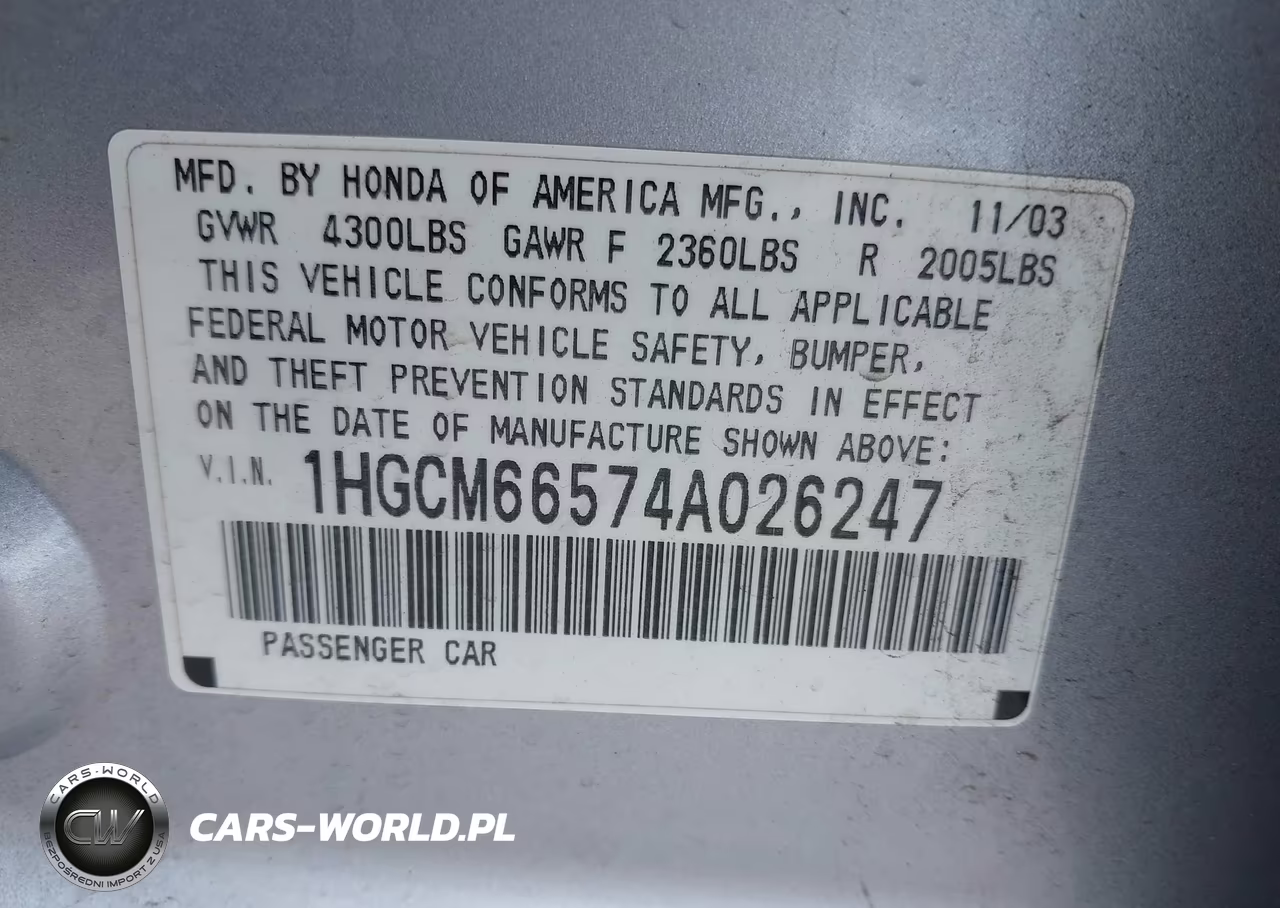 2004 Honda Accord 3.0 Ex VIN:1HGCM66574A026247 - 9