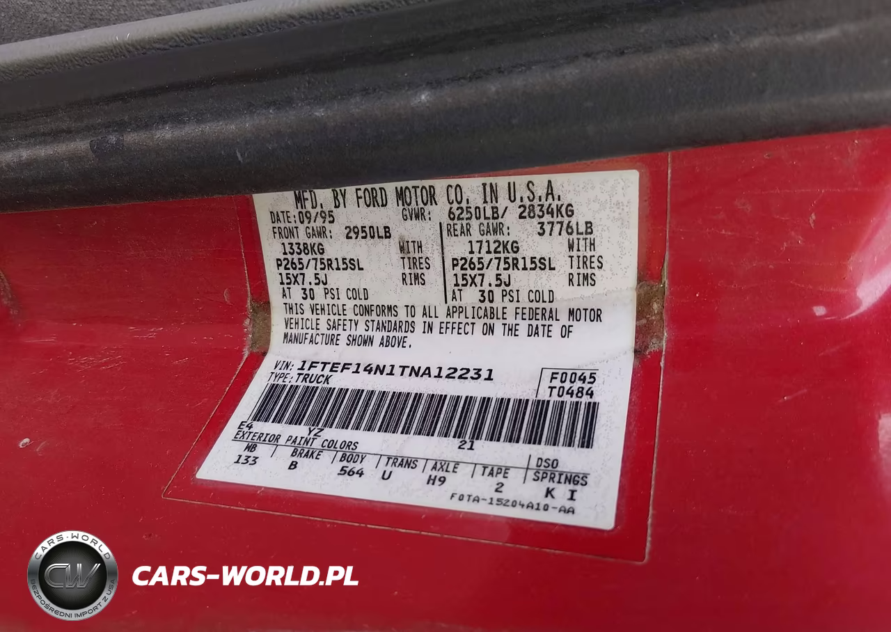 1996 Ford F150 VIN:1FTEF14N1TNA12231 - 9