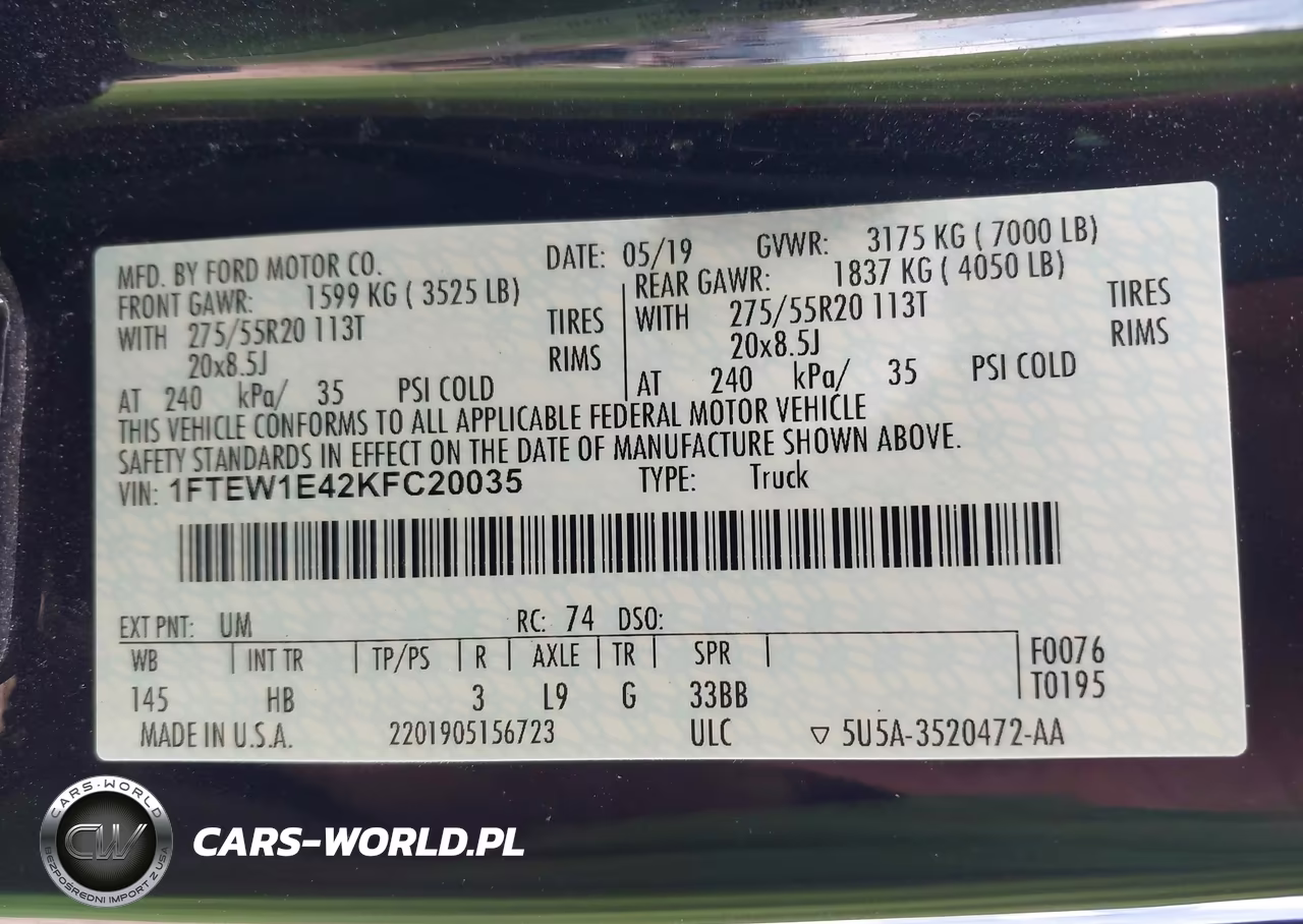 2019 Ford F-150 Lariat VIN:1FTEW1E42KFC20035 - 9