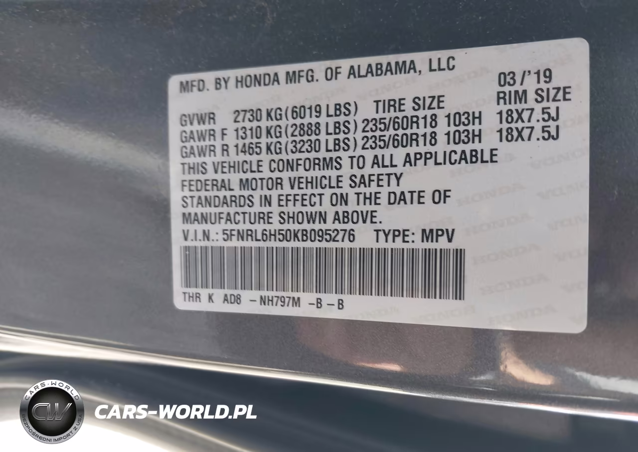 2019 Honda Odyssey Ex VIN:5FNRL6H50KB095276 - 9
