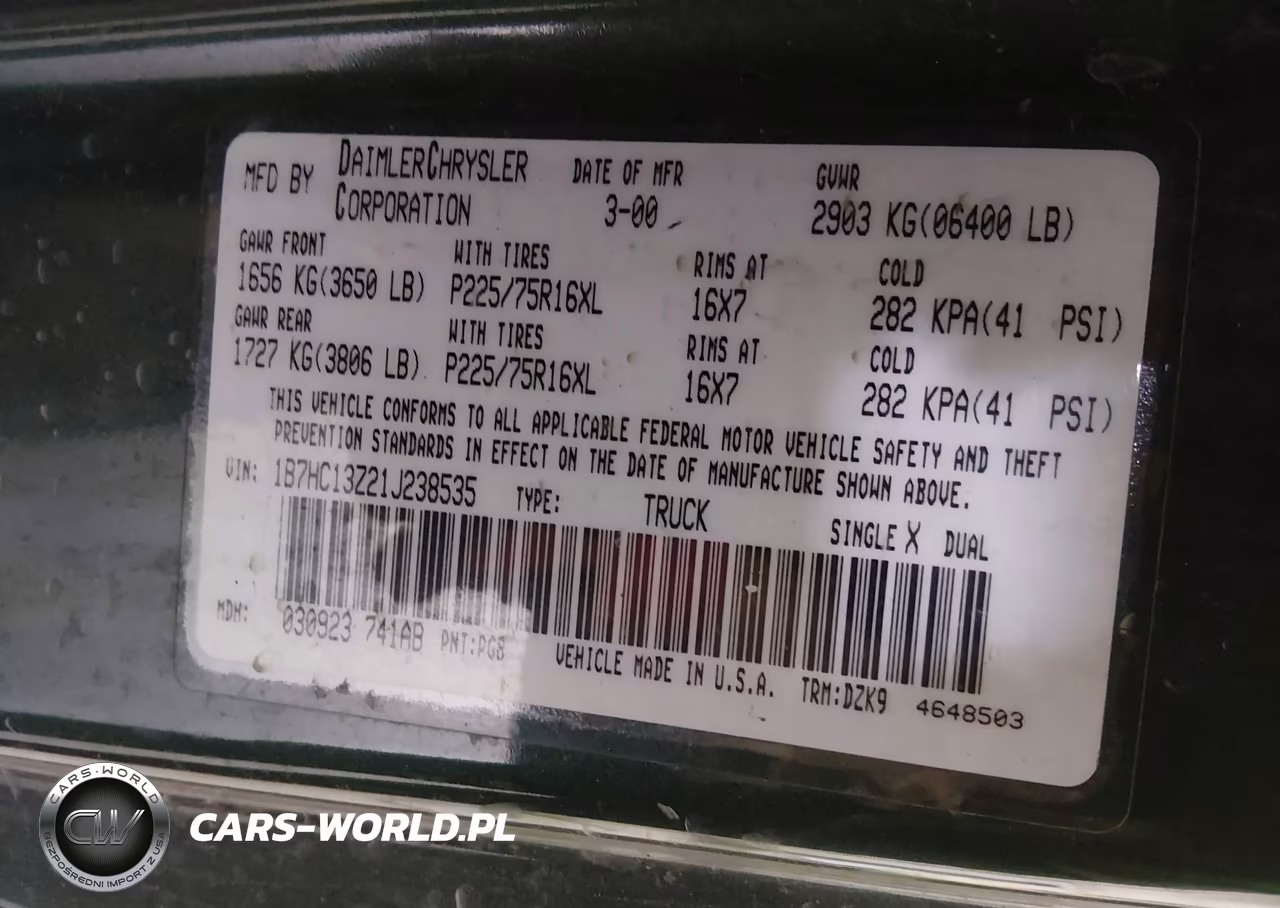 2001 Dodge Ram 1500 St VIN:1B7HC13Z21J238535 - 9