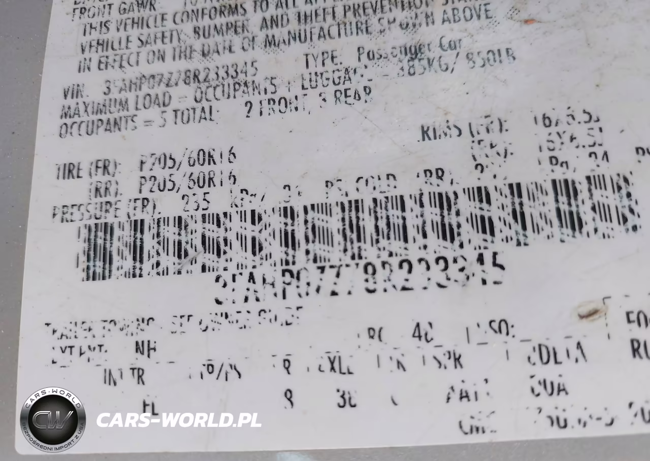 2008 Ford Fusion Se VIN:3FAHP07Z78R233345 - 9