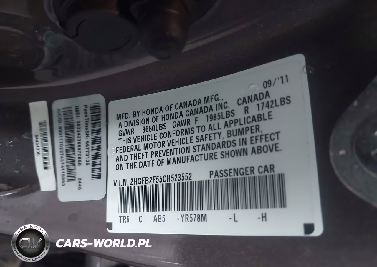 2012 Honda Civic Lx VIN:2HGFB2F55CH523552 - 9