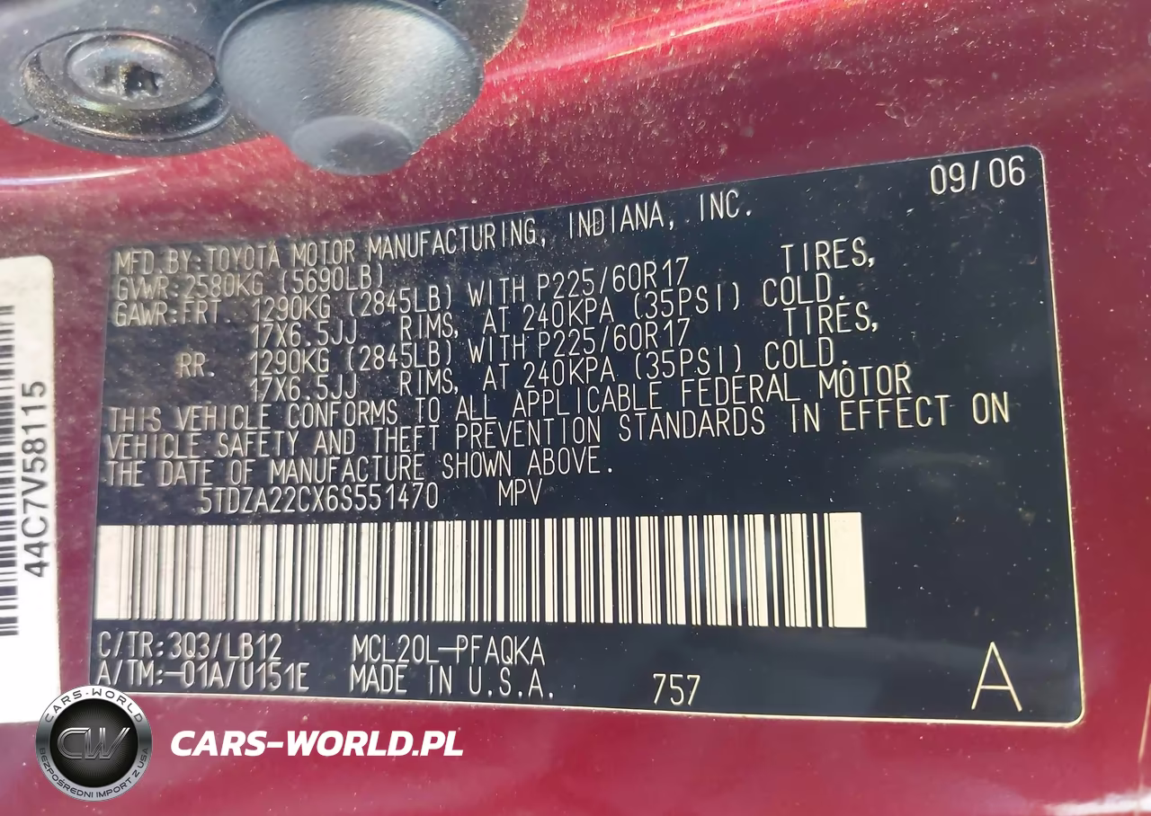 2006 Toyota Sienna Xle VIN:5TDZA22CX6S551470 - 9
