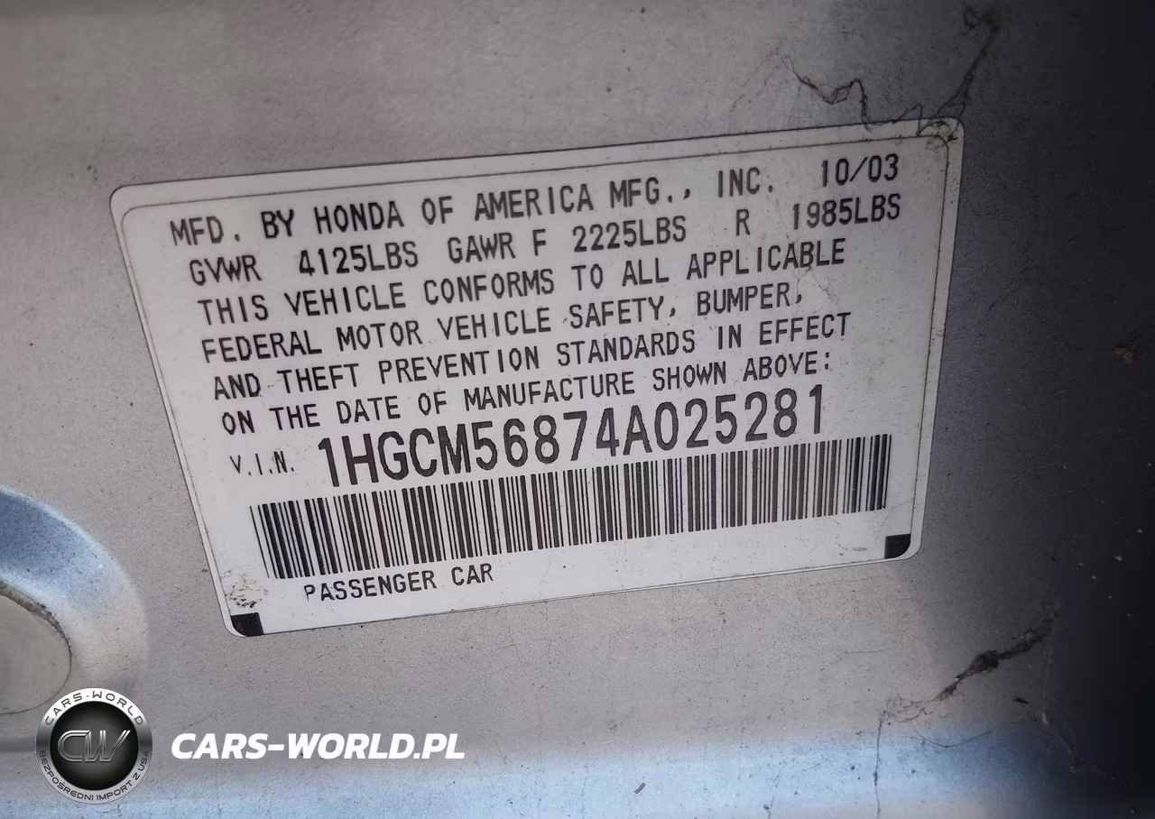 2004 Honda Accord 2.4 Ex VIN:1HGCM56874A025281 - 9