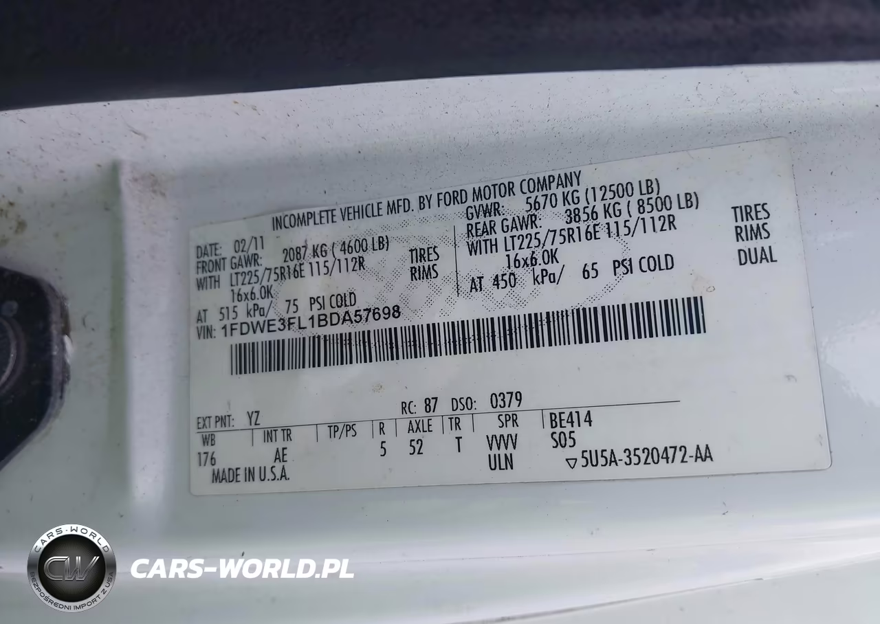 2011 Ford E-350 Cutaway VIN:1FDWE3FL1BDA57698 - 8