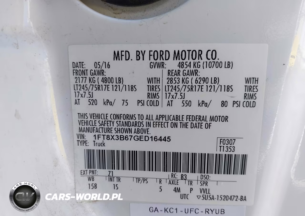 2016 Ford F-350 Xl VIN:1FT8X3B67GED16445 - 9
