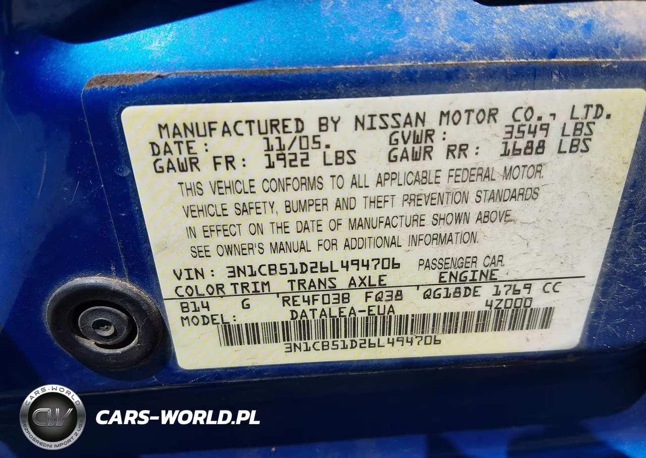 2006 Nissan Sentra 1.8S VIN:3N1CB51D26L494706 - 9