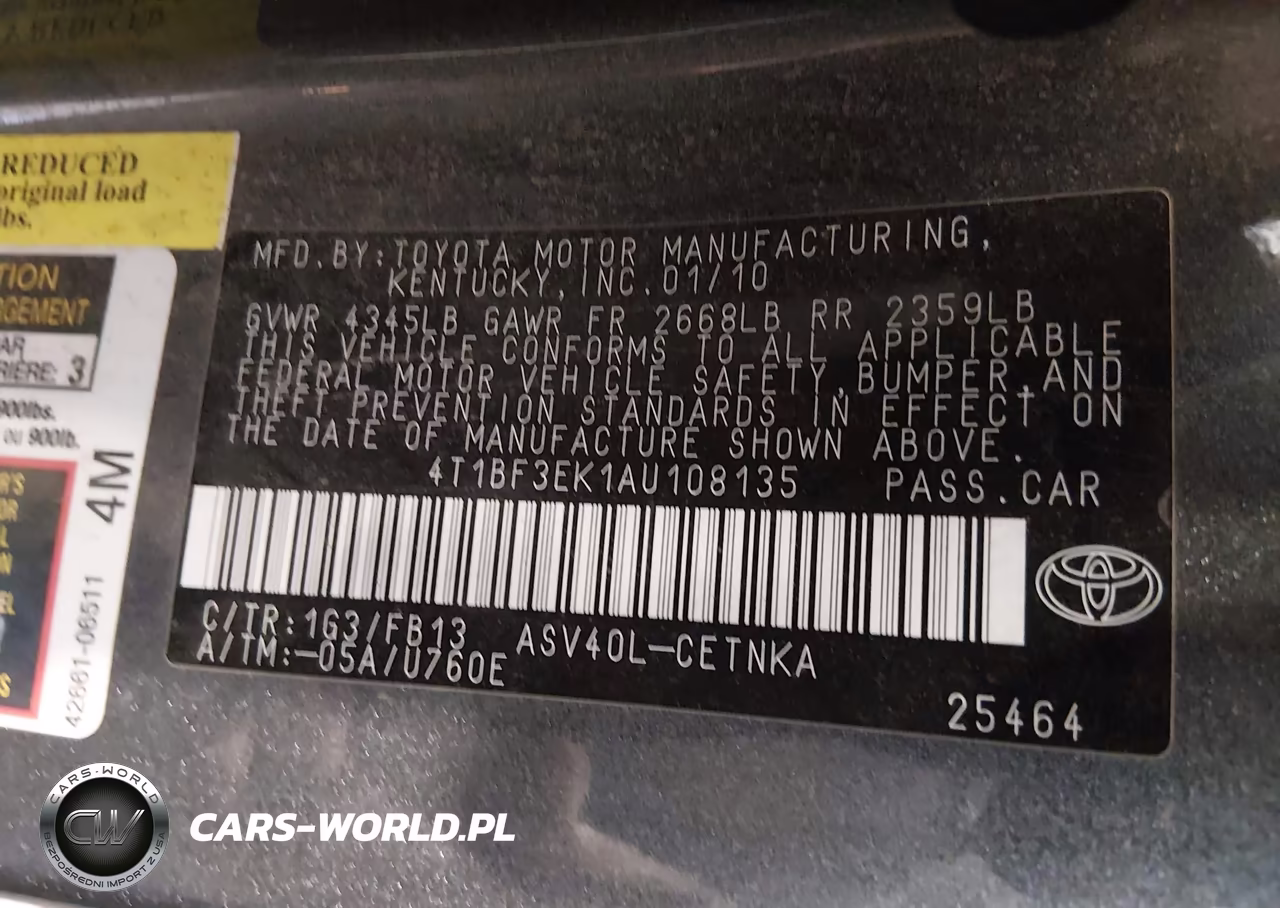 2010 Toyota Camry Le VIN:4T1BF3EK1AU108135 - 9