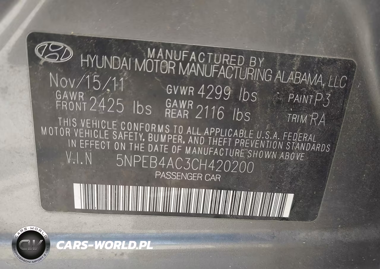 2012 Hyundai Sonata Gls VIN:5NPEB4AC3CH420200 - 9