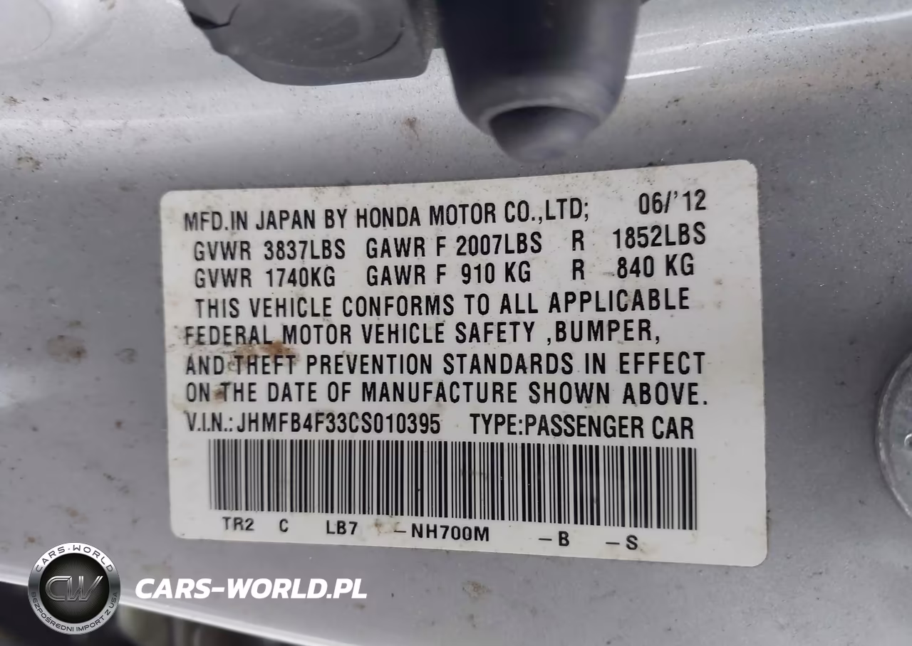 2012 Honda Civic Hybrid VIN:JHMFB4F33CS010395 - 9