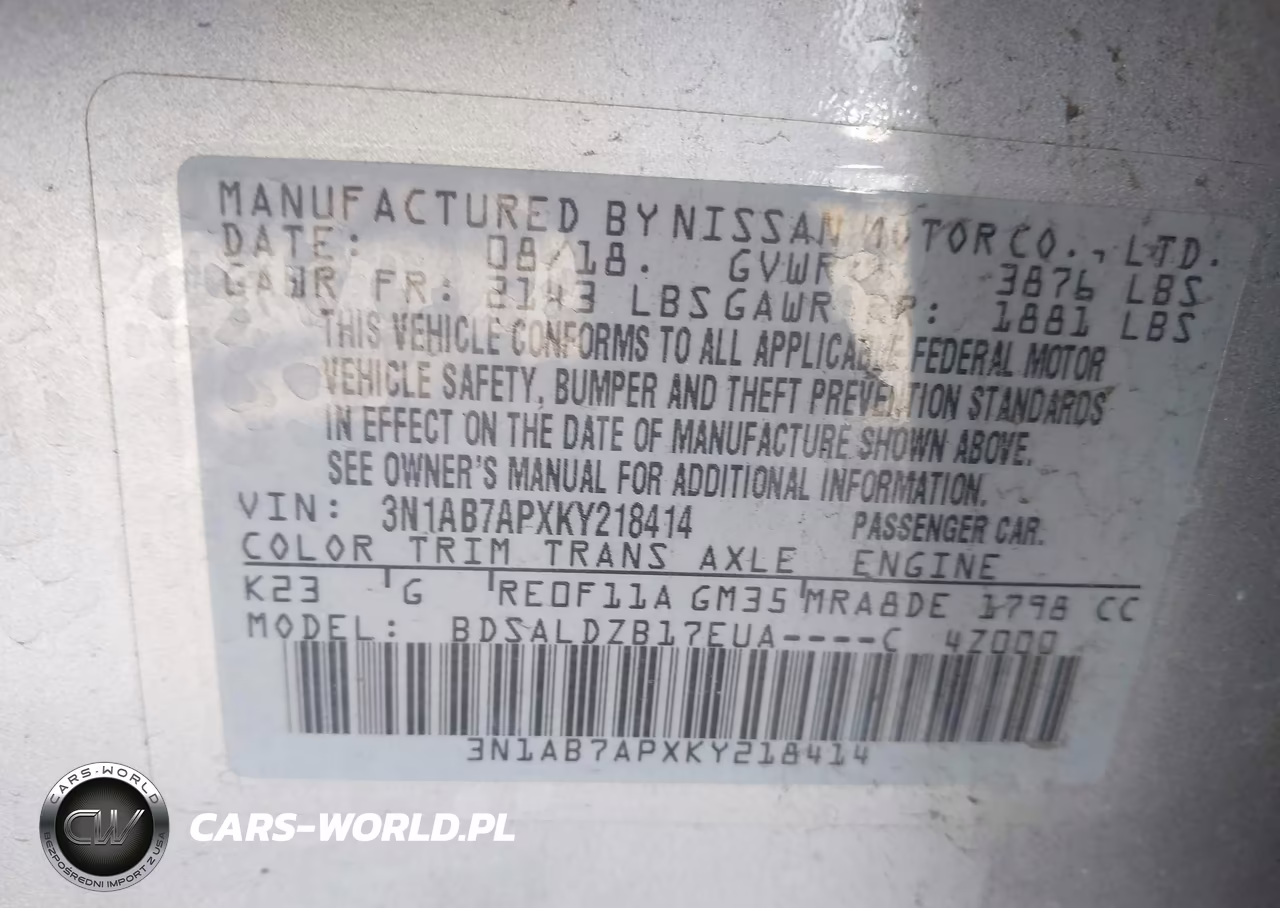 2019 Nissan Sentra Sv VIN:3N1AB7APXKY218414 - 9