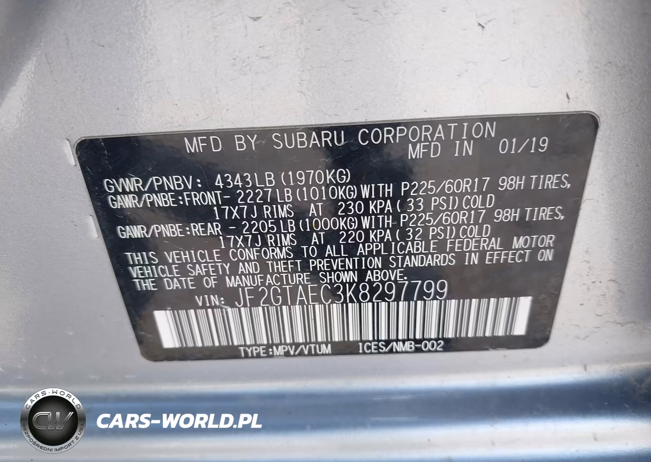 2019 Subaru Crosstrek 2.0I Premium VIN:JF2GTAEC3K8297799 - 9