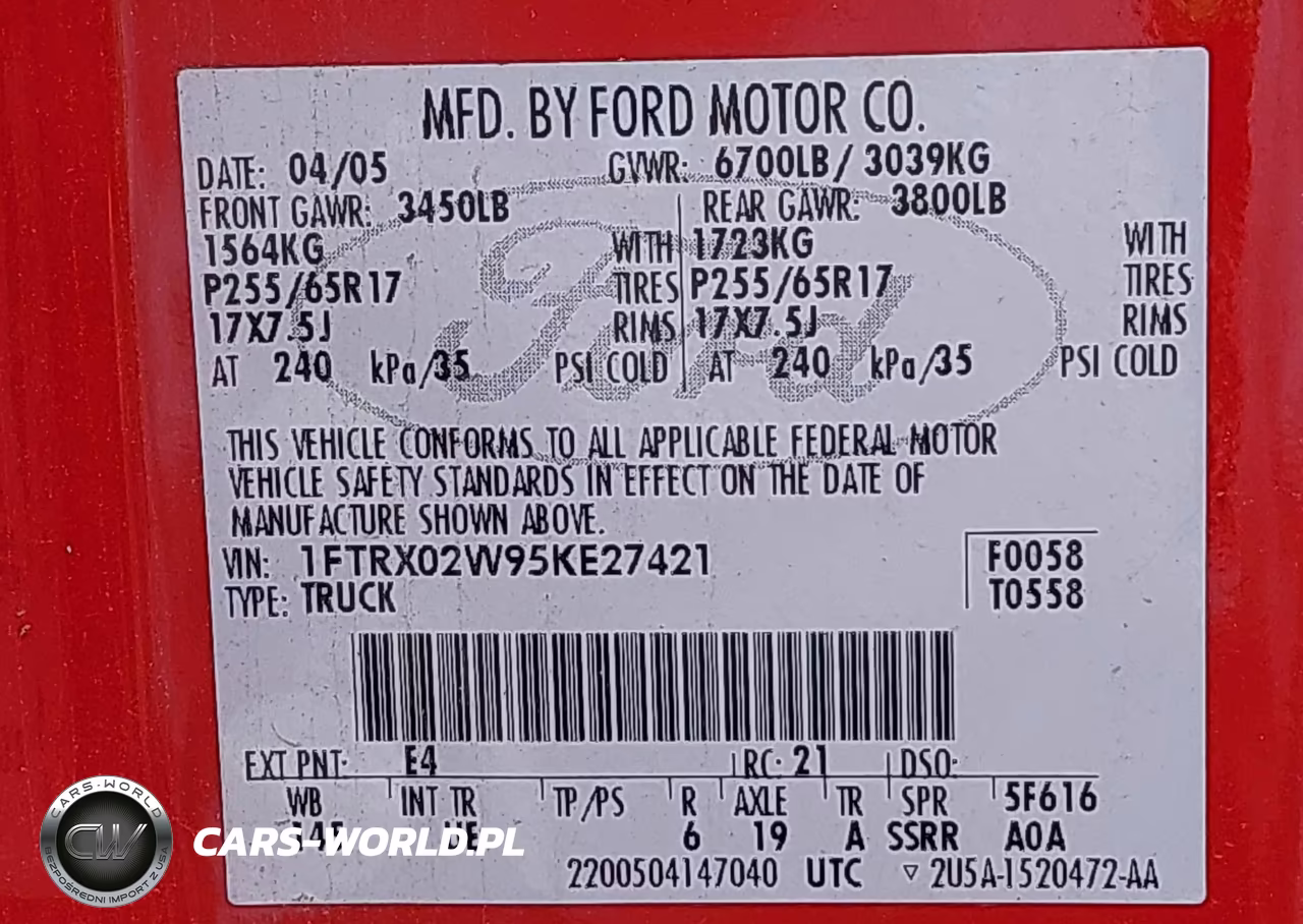 2005 Ford F-150 Stx-Xlt VIN:1FTRX02W95KE27421 - 9