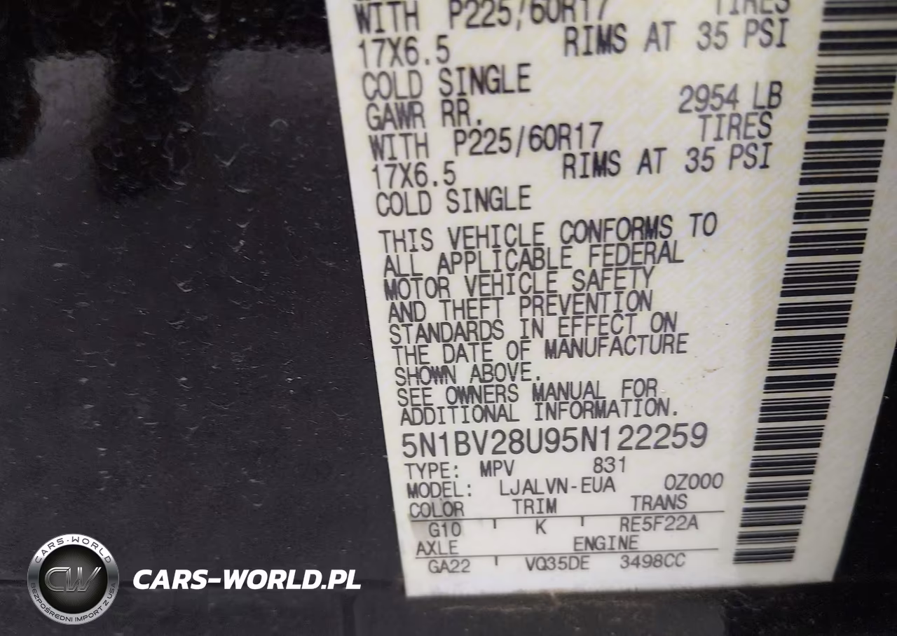 2005 Nissan Quest 3.5 Se VIN:5N1BV28U95N122259 - 9