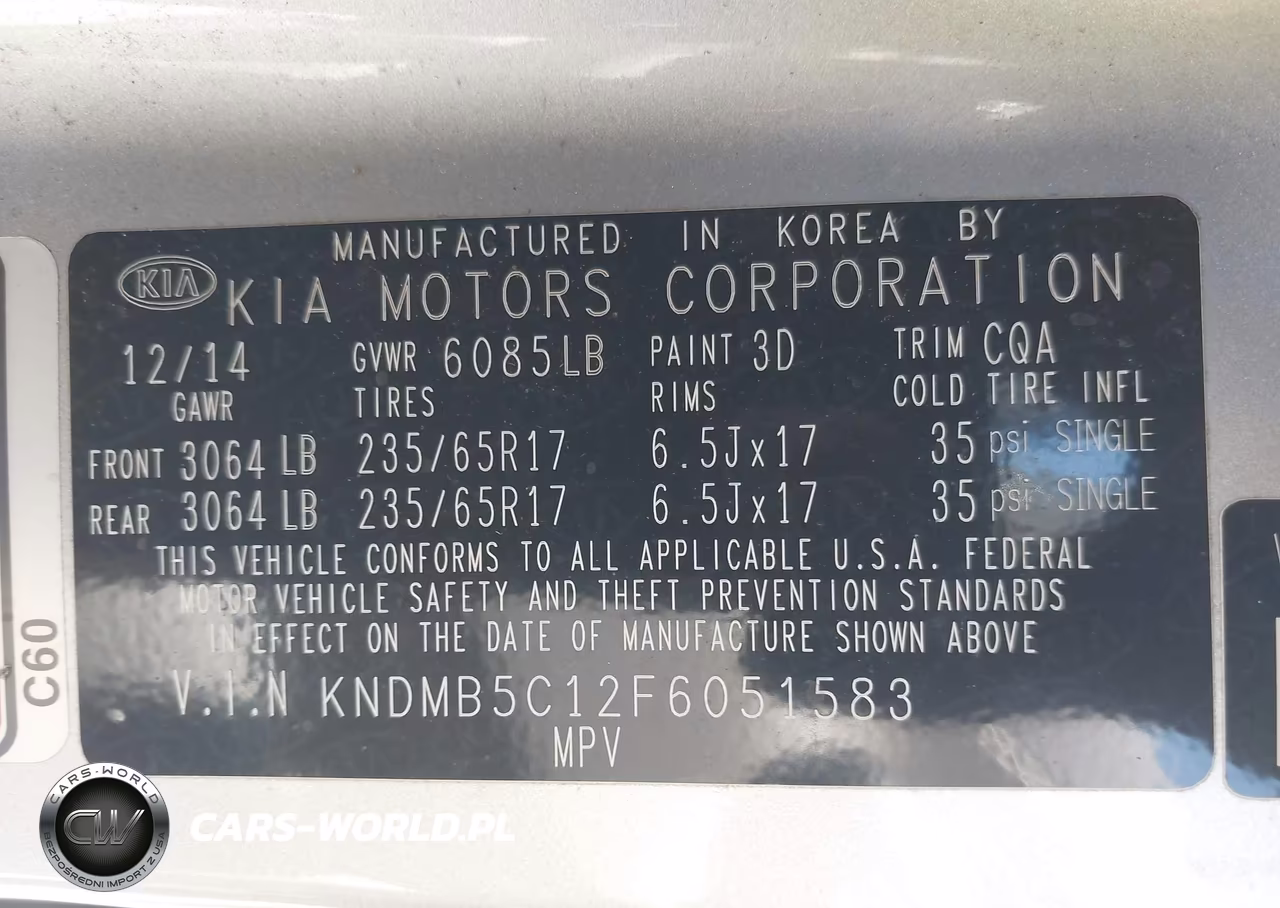 2015 Kia Sedona Lx VIN:KNDMB5C12F6051583 - 9