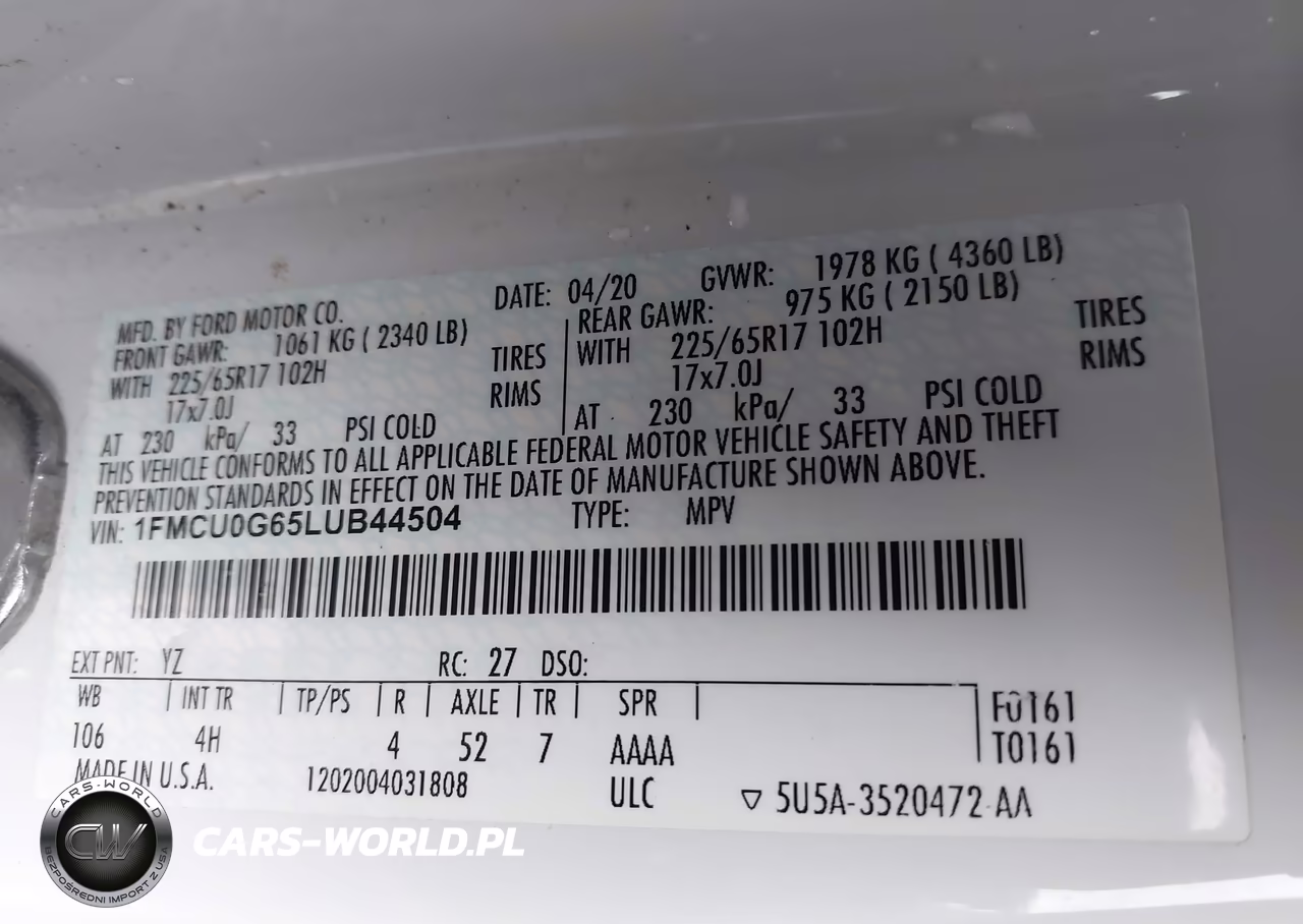 2020 Ford Escape Se VIN:1FMCU0G65LUB44504 - 9