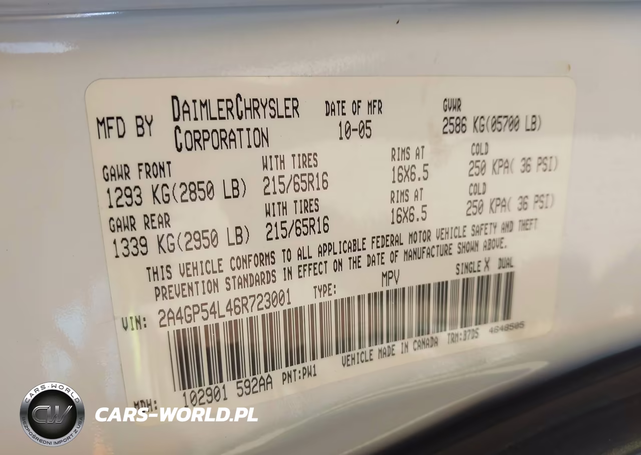 2006 Chrysler Town & Country Touring VIN:2A4GP54L46R723001 - 9