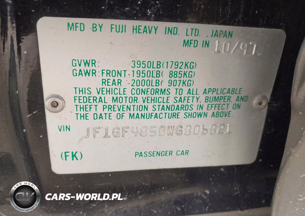 1998 Subaru Impreza Outback Sport VIN:JF1GF4850WG806821 - 9