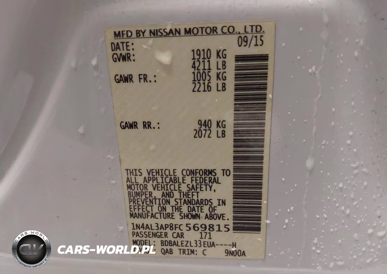 2015 Nissan Altima 2.5 S VIN:1N4AL3AP8FC569815 - 9