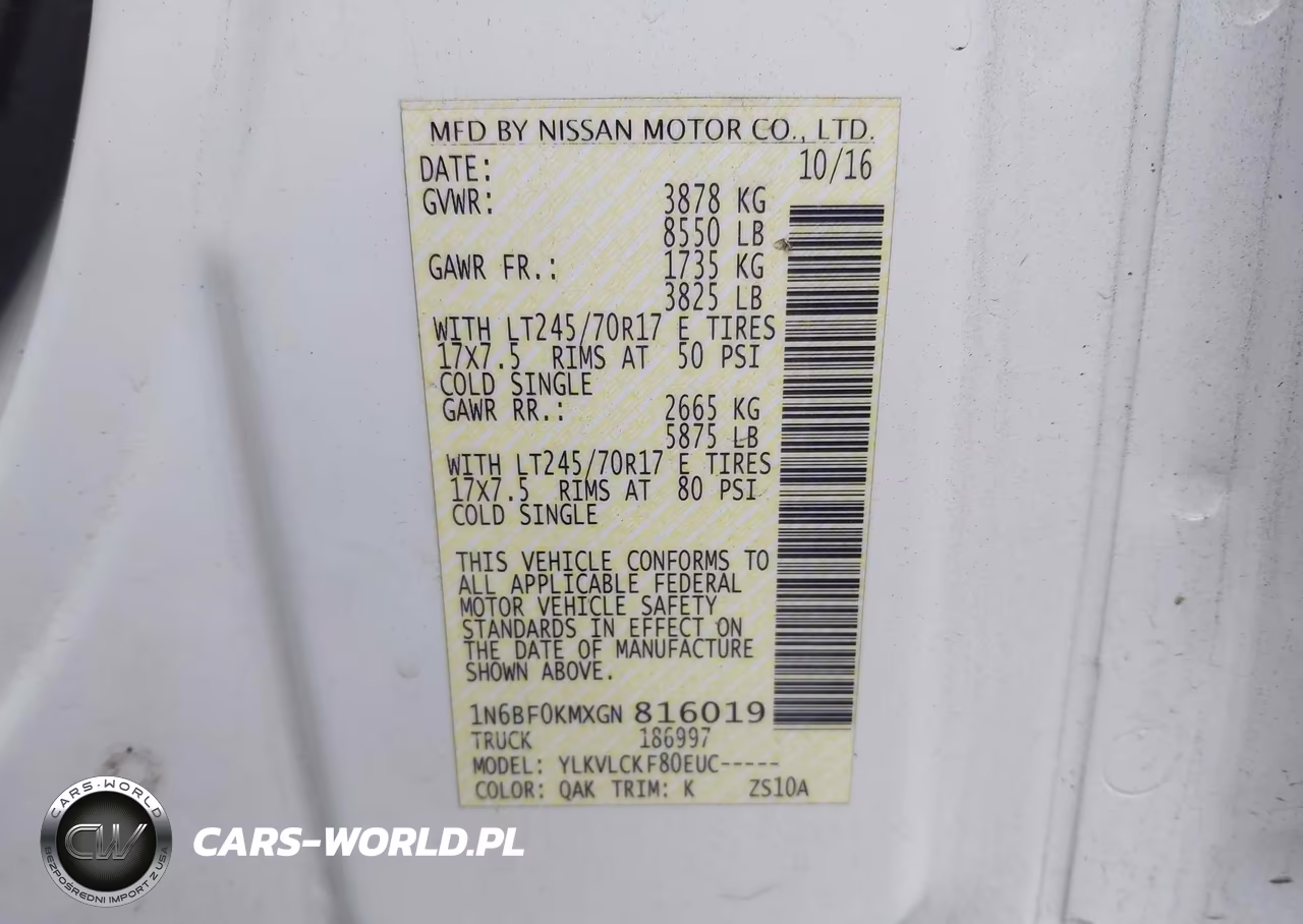 2016 Nissan Nv Cargo Nv1500 S V6-Sv V6 VIN:1N6BF0KMXGN816019 - 9