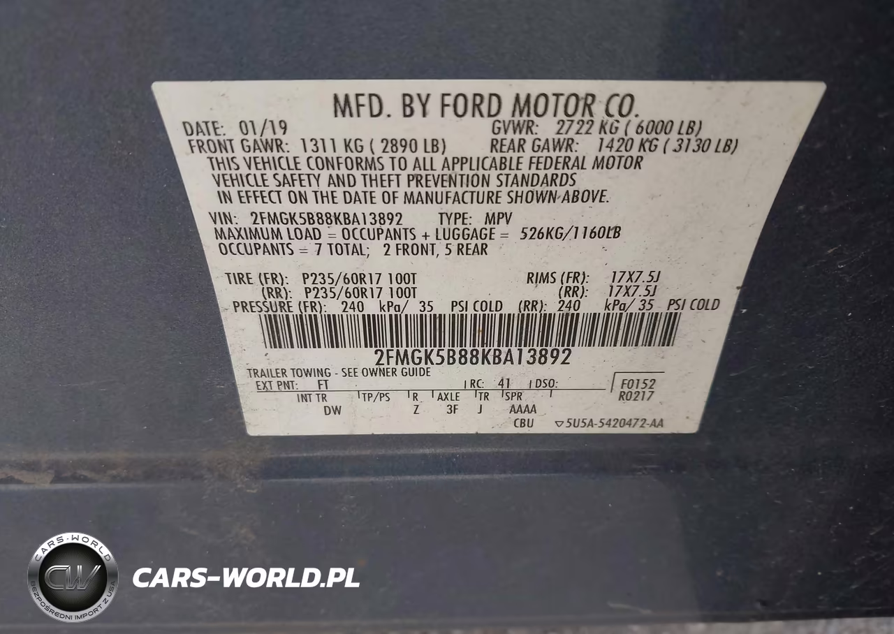 2019 Ford Flex Se VIN:2FMGK5B88KBA13892 - 9