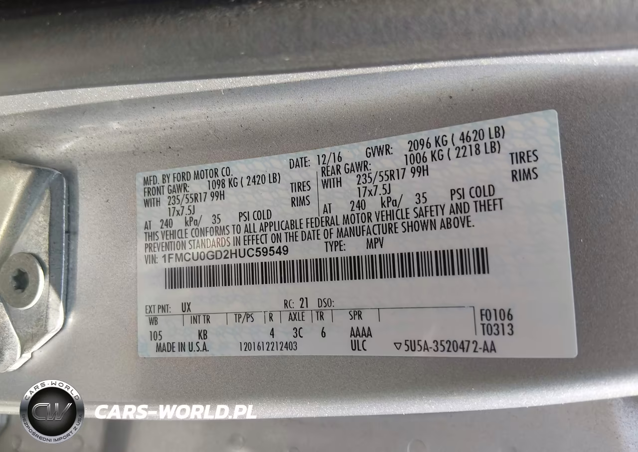 2017 Ford Escape Se VIN:1FMCU0GD2HUC59549 - 9