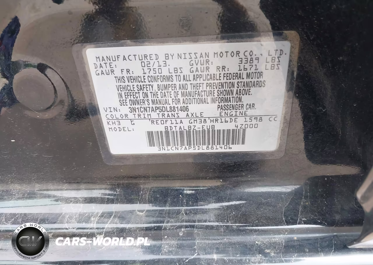 2013 Nissan Versa 1.6 Sv VIN:3N1CN7AP5DL881406 - 9