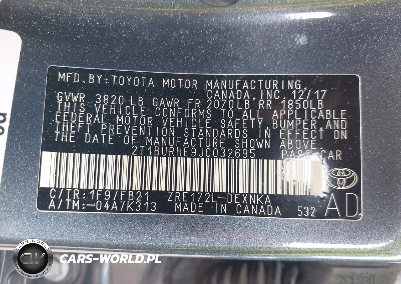 2018 Toyota Corolla Le VIN:2T1BURHE9JC032695 - 9