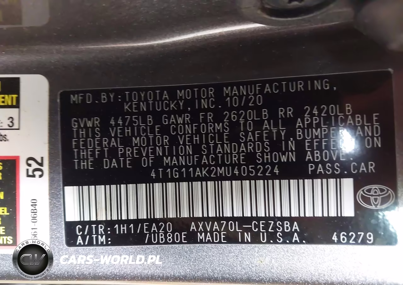 2021 Toyota Camry Se VIN:4T1G11AK2MU405224 - 9